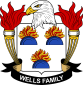 Coat of arms used by the Wells family in the United States of America