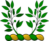 Family crest from England for Abenhall Crest - Two Branches of Laurel Issuing Chevronwise