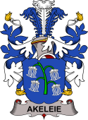 Coat of arms used by the Danish family Akeleie