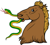Horse's Hd Ersd Holding Serpent