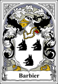 French Coat of Arms Bookplate for Barbier