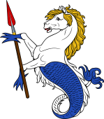 Sea-Horse Erect Holding a Lance